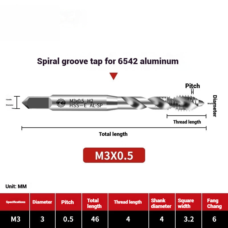 1102-High speed steel taps for aluminum machine tapping aluminum alloy tapping spiral groove aluminum tapping aluminum plate tapping 3-12mm Shandong Denso Pricision Tools Co.,Ltd.